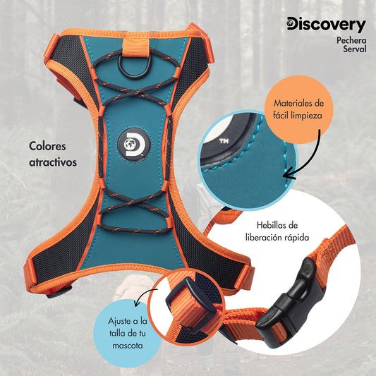Pechera para Perro Discovery Serval color Naranja/Azul
